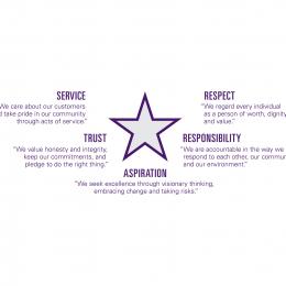 Graphic of five core values