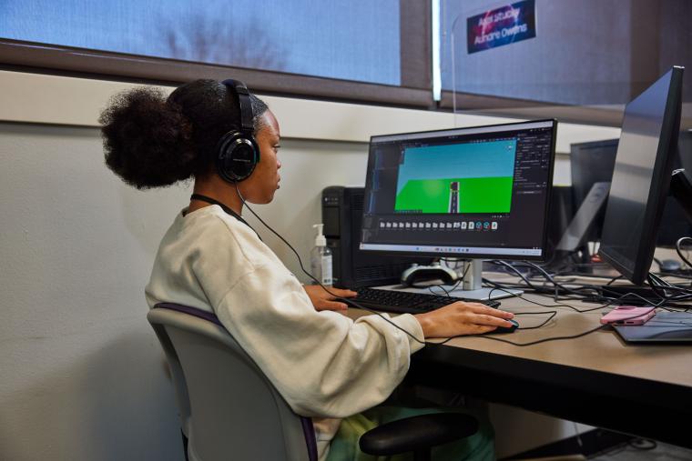 Student developing a video game