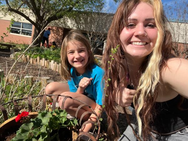 Ayla Relland helps at an elementary school's environmental club