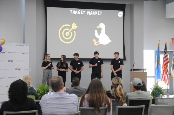 Entrepreneurship students share their business idea, HONK!, during Pitch Night